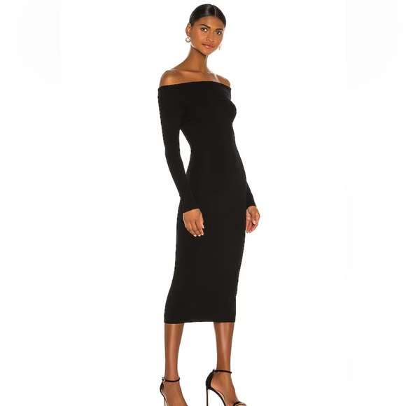 NWOT‼️REVOLVE - BARDOT Off Shoulder Knit Dress in Black (Size M) - Picture 3 of 13